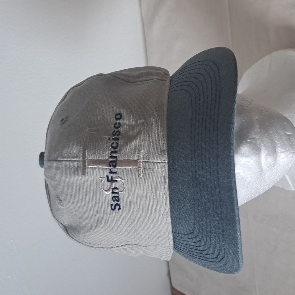 San Francisco SF cream blue cotton adjustable hat.